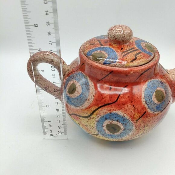 Italian Pottery Ceramic Teapot Moon and Stars Geometric Design Made in Italy - Picture 10 of 10